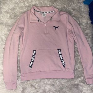 PINK logo pink quarter zip